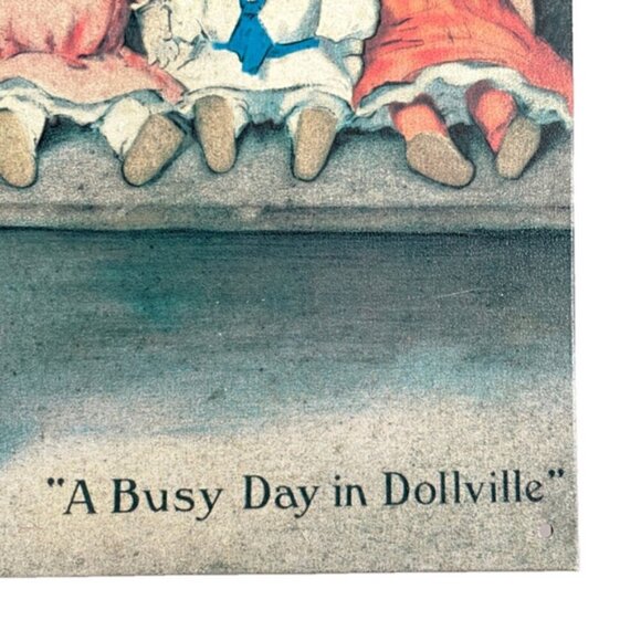 Vintage Diamond Dyes "A Busy Day in Dollville" Metal Sign - made in the USA 🇺🇸 - Picture 3 of 7